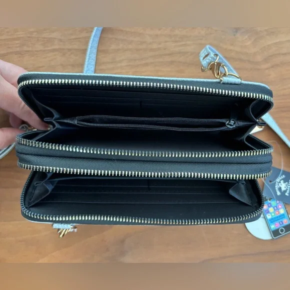 Beverly Hills Polo Club Crossbody Bag Wristlet Wallet - Wear 3 Ways - Picture 11 of 13